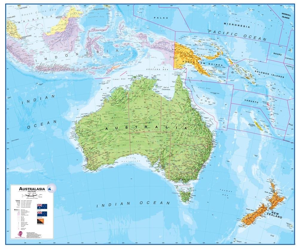 Peta australia dan selandia baru fisik