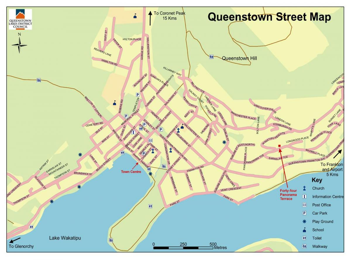 street map of queenstown, selandia baru