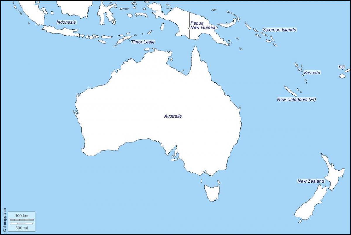garis besar peta australia dan selandia baru