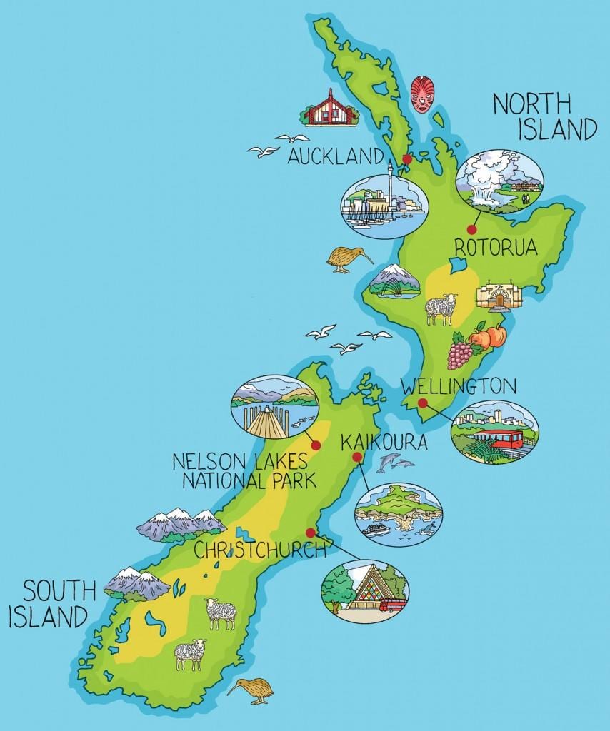 selandia baru peta kartun