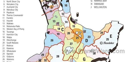 Peta dari selandia baru pulau utara dan kabupaten daerah