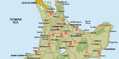 Peta dari central north island selandia baru