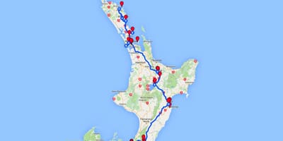 Mengemudi peta utara pulau selandia baru