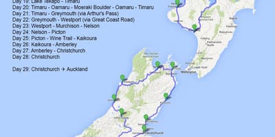 Peta dari selandia baru road trip