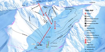 Selandia baru ski resort di peta
